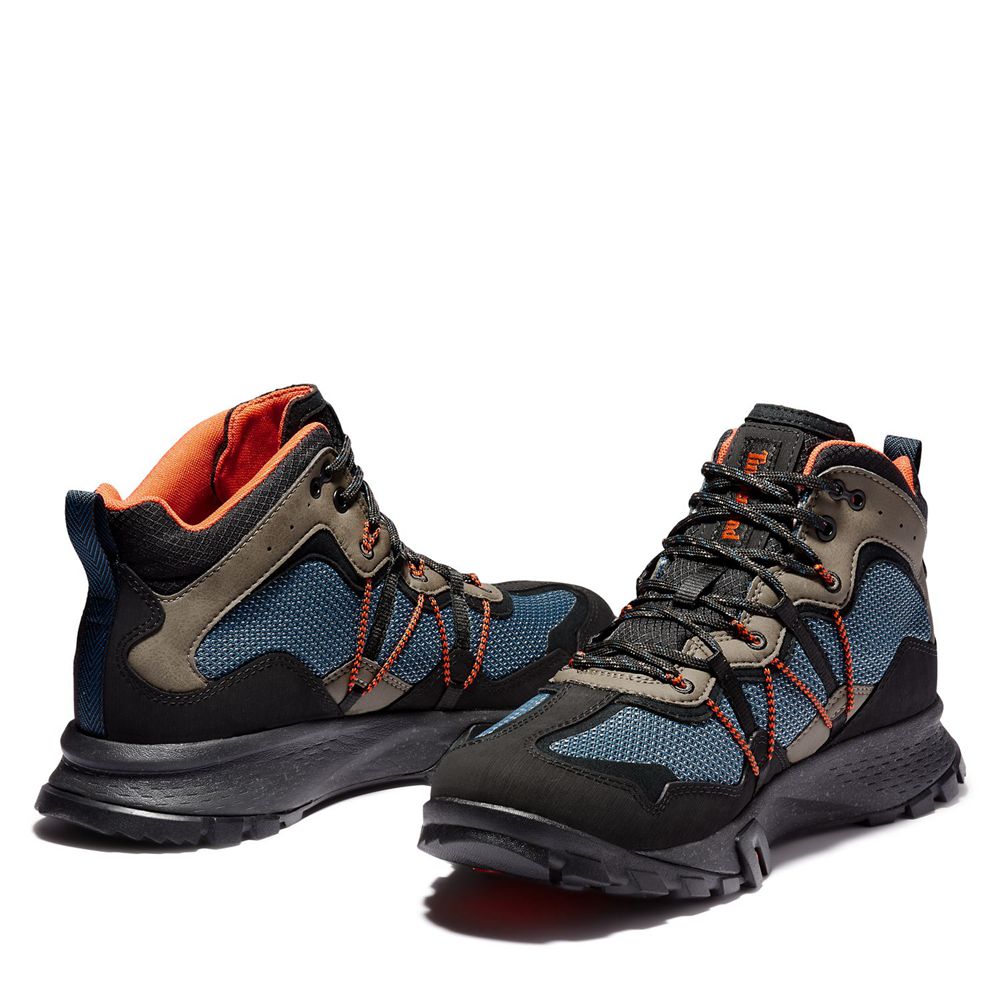 Timberland Mens Hiking Boots Garrison Trail Waterproof Mid - Black/Blue - India ZD5826910